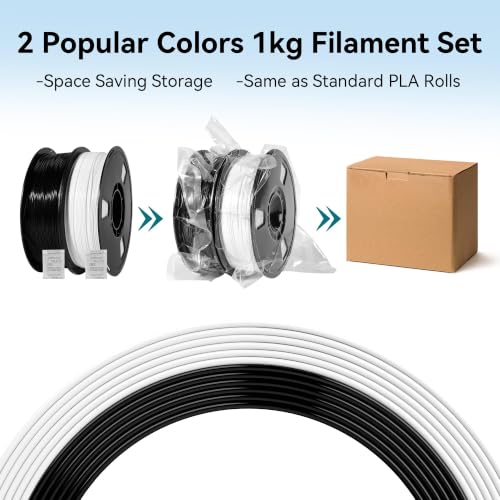 Image of Dynta PLA 3D Printing Filament 1KG - 1.75mm High Precision ±0.02mm 3D Printer Filament, Compatible with Creality Ender-3 V3, Prusa Mini+, Perfect for Beginners and Hobby DIY Users, Black & White