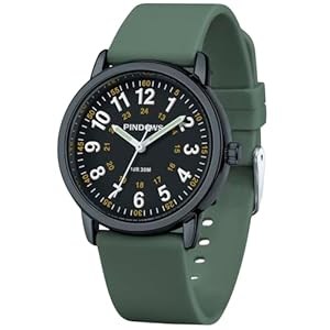PINDOWS Womens Silicone Band Design Analog Quartz Wrist Watches for Young Women Ladies, Students, Waterproof Unisex Watch Luminous Dial.