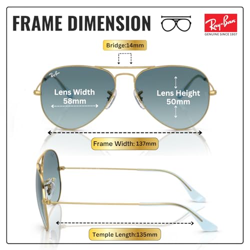 Image of Ray-Ban RB3025 AVIATOR GRADIENT Pilot Shaped Sunglasses for Men & Women with Official RAYBAN Eyewear Kit