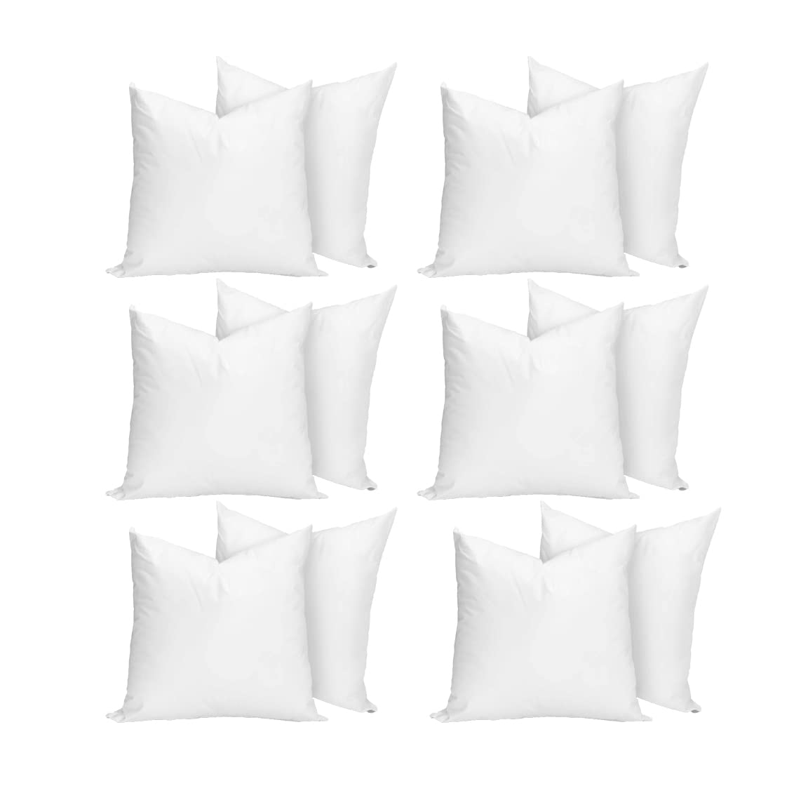 Cushion Pad Sham Filler - Bounce Back Pillow Insert Inner, Hypoallergenic Pure White Hollowfibre Soft Stuffing Cushions 45cm x 45cm (Set of 12 | 18" x 18")