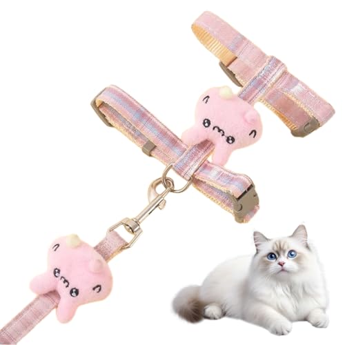 JYNXOR Pettorina Gatto Antifuga, Guinzaglio per Gatti Allungabile, Regolabile Antifuga Pettorina per Cani Piccola Guinzaglio per Cuccioli o Gatti Passeggiate all'aperto (M)