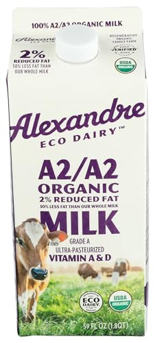 ALEXANDRE FAMILY FARMS Organic Regenerative UHT A2 2% Reduced Fat Milk, 59 FZ