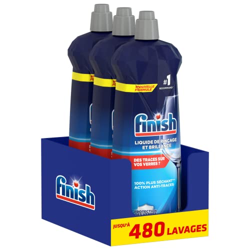 Finish Liquide de Rinçage Brillance et Séchage- Produit Lave-Vaisselle - Jusqu'à 480 lavages - 2400ml en Lot de 3