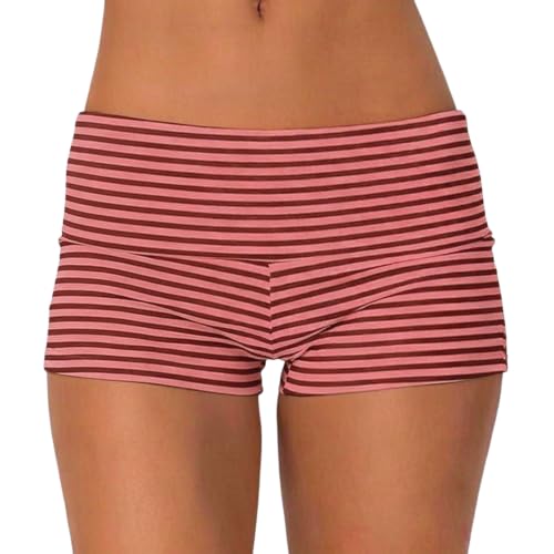 Image of Women Fold Over Mini Shorts Y2K Lounge Pajama Bottoms Low Rise Booty Shorts