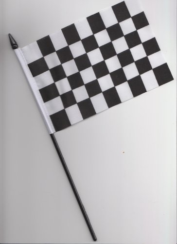 Black and White Checkered Hand Flag 25cm