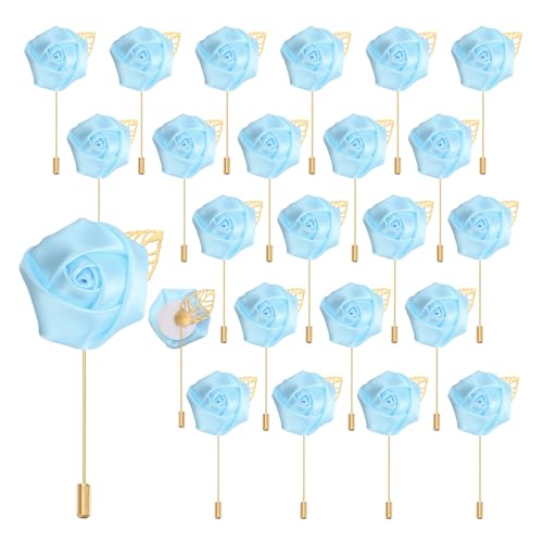 uxcell Light Blue Rose Boutonnieres