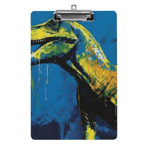 Porte-bloc A4 en acrylique imprimé dinosaure pour bureau et école