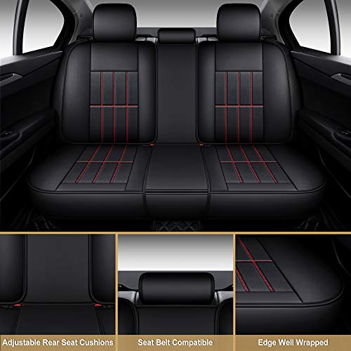 Aoog Leather Car Seat Covers, Leatherette Automotive Vehicle Cushion Cover For Cars Suv Pick-Up Truck, Universal Non-Slip Vehicle Cushion Cover Waterproof, Full Set #TOP3