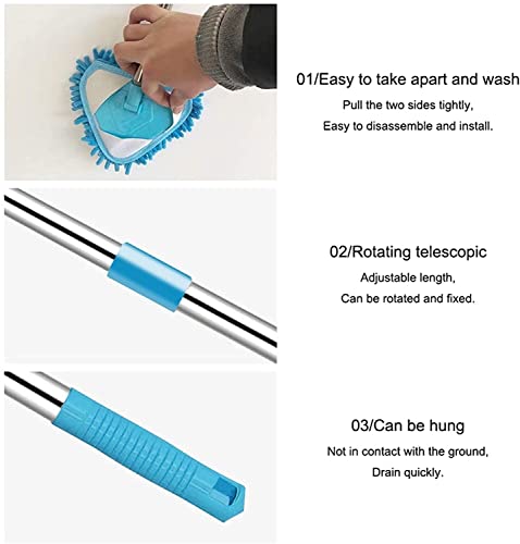 Mopa triangular 180 grados para limpiar suelo azulejos cocina y techos con mopa de microfibra 6