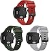 Produktbild Chainfo Unisex Silikon Uhrenarmbänder kompatibel mit Garmin Forerunner 45 / Forerunner 45S / Swim 2, Gebürstete Edelstahl Schwarz Schnalle (Pack of 3)