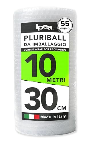 IPEA Rollo de Plástico de Burbujas para Embalaje y Envío – 10 Metros x 30 cm – Fabricado en Italia – Pluriball   Burbujas de Aire para Protección, Acolchado, Embalaje de Objetos – Resistente Desgarro