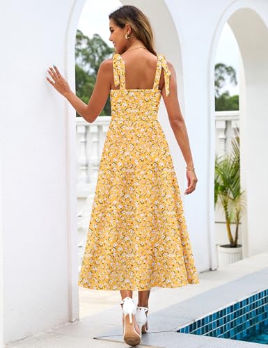 Zattcas Womens 2025 Summer Spaghetti Strap Floral Maxi Dress with Pockets Smocked Flowy Long Beach Vacation Sundresses4