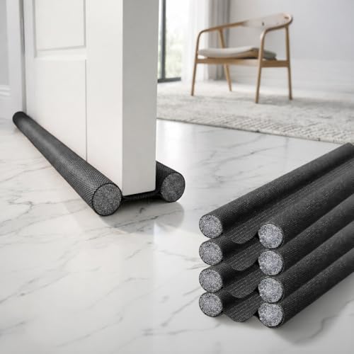 Image of Door Draft Stopper PVC Size 39Inch | Under Door Dust & Noise Blocker | Cold & Heat Insulation Strip | Door Gap Sealer for Home Doors & Windows | Easy Install | Black | Pack of 4