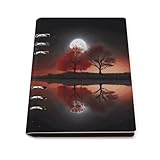 Premium Material: Red Tree Lake Moon Note Book Crafted with smooth PU leather cover and wood paper pages, this Red Tree Lake Moon notebook combines a sleek, professional look with a comfortable writing experience, ensuring your notes stay neat and pr...