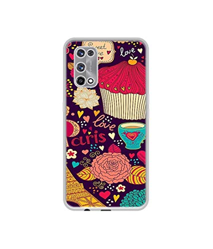 Image of Paris Flower Love Design Printed Silicon Soft TPU Back Case Cover for Realme X7 Pro