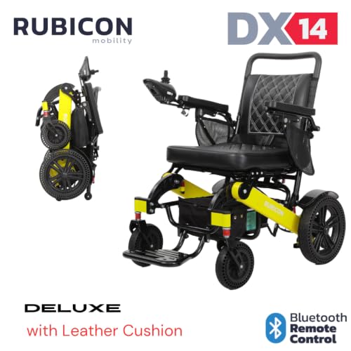 Image of Rubicon DX14 - Longest Range 30 Miles, Airline Approved Electric Wheelchair, Dual 12AH Lithium Batteries, 2x300W Motors, Leather Cushion, Foldable, Lightweight & Powerful (Model9)
