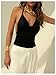 SweatyRocks Women's Backless Skinny Halter Bodysuit Sleeveless Deep V Neck Leotard Top Black Medium