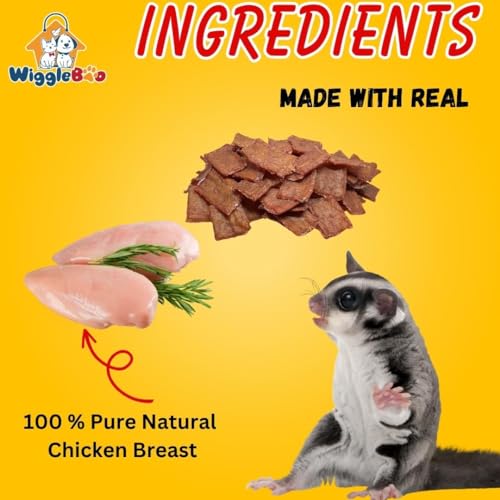 WiggleBoo Gourmet Chicken Treat for Sugar Glider | Protein Rich | for All Sugar Glider Breed | Crunchy Food Snack (75 Grm)