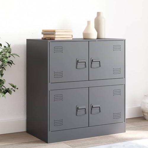 Gecheer Aparador de Acero,Aparador Taquilla,Taquillas metalicas,Armario Archivador de Oficina,Armario Metalico Antracita 67x39x73 cm