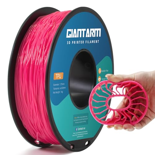 GIANTARM Pink TPU Filament, 95A TPU Filament 1.75mm, Dimensional Accuracy +/- 0.03, Flexible Soft 3D Printer Filament 1kg Spool(2.2 lbs), Vacuum Packaging