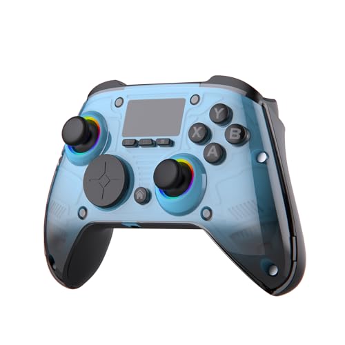 AOC コントローラー pc switch ゲームパッド【多機能LCDディスプレイ】Bluetooth 5.0・2.4G・有線3way接続 Turbo連射機能 6軸ジャイロセンサー 4段階バイブレーション調整 10色のRGBカラー 高精密ボタン 1000mAh 15時間連続使用 人体工学設計 持ちやすい PC/Steam deck/Switch/Android/iOSに対応 Blue