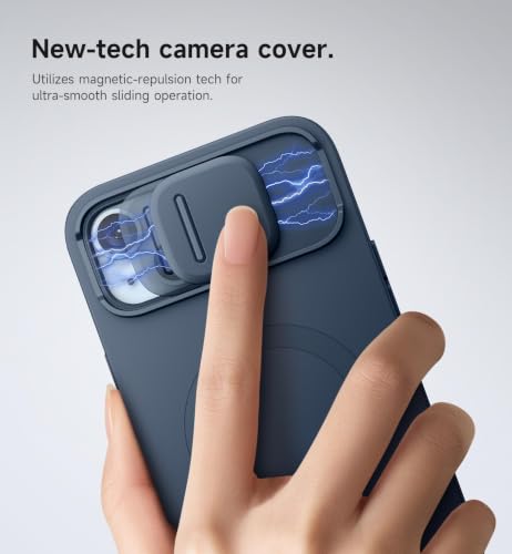 Image of SURITCH for iPhone 14 Plus /15 Plus Case with Magnetic Camera Slide Cover and Adjustable Kickstand, Compatible with MagSafe, Shockproof Bumper Case Slim Protective Cover 6.7 Inch, Blue