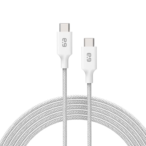 PureGear Braided USB-C to C Cable (4ft) Power Delivery Charger Cord for iPhone Air 17 17Pro 17ProMax 16 15 MacBook iPad Pro 2020 Galaxy S25/S24/S23/S22 Ultra Pixel10/9/8 & USB-C Devices(White)