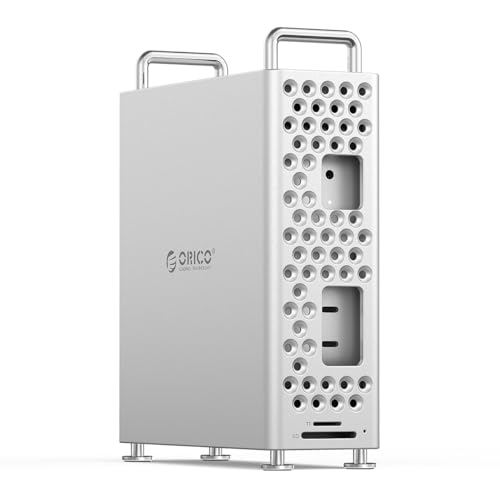 ORICO MiniPro アルミMac mini M4スタンドドック、5-IN-1 USB-Cハブ10Gbps高速転送、内蔵ソフトシリコンライナー、工具不要設置、Mac Mini M4/M4 Proアクセサリー (MS10-5P)