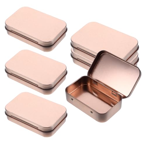 Sploziia 6 Stücke Rose Gold Metalldosen mit Deckel-Blechdose mit Deckel, Kleine Dosen zur Aufbewahrung von Kleinteilen, Schmuck, Reiseutensilien(9.5 x 6 x...