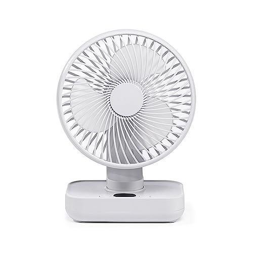 Ventilador de escritorio portátil USB con 4 velocidades y oscilación, 4000 mAh, recargable y cable USB para casa, oficina, viajes, camping