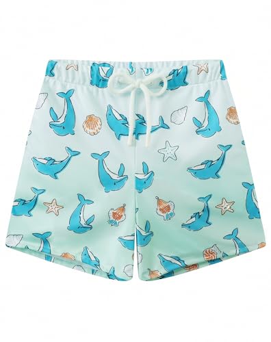 Image of AMYNICE Girls Beach Board Short with Liner Quick Dry Active Jellyfish Print | Swimming Trunks Swimsuit with Pockets Drawstring Surfing, Beach, Vacation and Holiday for Toddler Baby girl