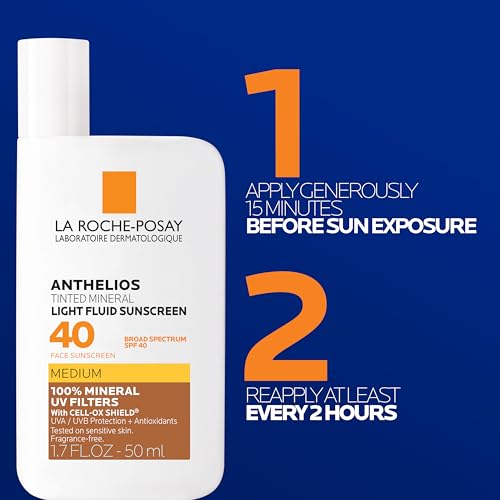 Image of La Roche-Posay Anthelios Sunscreen SPF 40, Ultra-Light Fluid Broad Spectrum SPF 40, Face Sunscreen with Titanium Dioxide Mineral, Lightweight & Fast-Absorbing, Oil-Free, Matte Finish