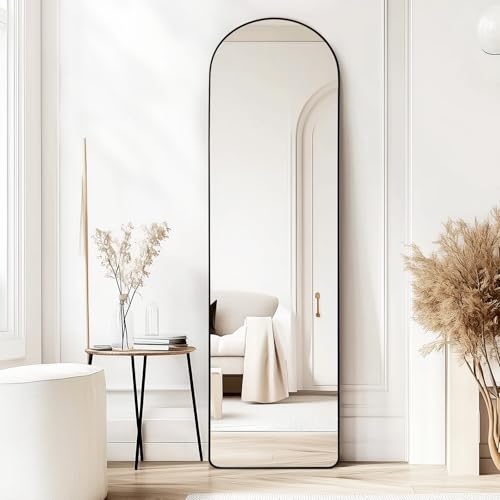 CROWNSHOP Full Length Mirrors 150x40cm Free Standing Arched Aluminium Alloy