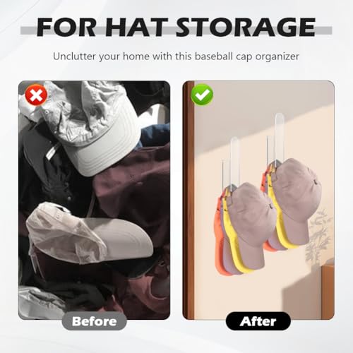Kakalote 2 organizadores de chapéu de acrílico, ganchos adesivos para parede, organizador de chapéu