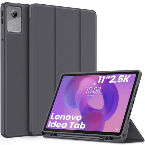 EasyAcc Hülle für Lenovo Idea Tab 11 Zoll Tablet 2025 mit Stifthalter TB-336ZU TB-336FU, Ultra Dünn mit Standfunktion Slim PU Leder Schutzhülle (Dunkelgrau)