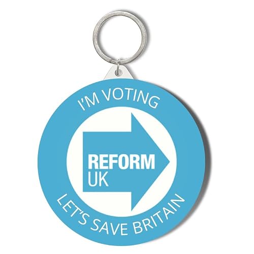 Gift Insanity White Reform Party - I'm Voting Reform - Let's Save Britain - 45Mm Short Chain Mirror Keyring