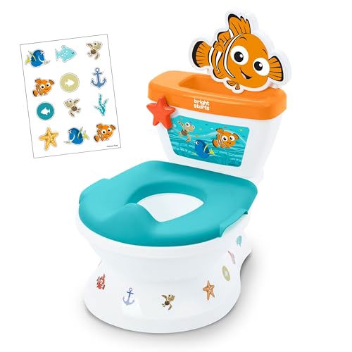Bright Starts Disney Junior Finding Nemo My Size Potty Training Toilet Toddler Potty Chair with Flushing & Cheering Sounds Removable Seat with Splash Guard & Handles Ages 18+ Months Up to 50 lbs