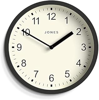 Jones Clocks® The Spin - Small Clock - Round Wall Clock - Kitchen Clock - Living Room Clock - Office Clock - Decorative Home Accessories - Modern Wall Clock - 20cm Wall clock (Dark Grey)