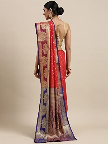 Image of Panzora Women's Banarasi Silk Saree With Unstitched Blouse Piece
