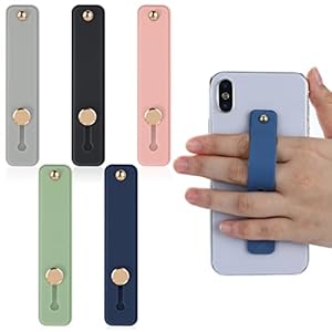 cobee Phone Loop Finger Holder, 5pcs Phone Grip Straps Silicone Phone Finger Strap Finger Cell Phone Grip Universal Finger Kickstand for Most Smartphones(Black, Blue, Pink, Green, Grey)
