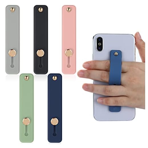 Cobee Soporte de Dedo para teléfono, 5 Correas de Agarre para teléfono, Correa de Silicona para el Dedo para el teléfono Celular, Agarre Universal para la mayoría(Negro, Azul, Rosa, Verde, Gris)