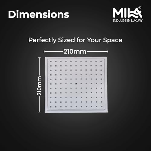 Image of Mila Sleek Rain Shower| Chrome Finish Square Overhead Shower | 210x210mm Ceiling Mounted | ABS Body| Single Function Rainfall Shower for Broad Coverage & Water Efficiency| (Without Arm)