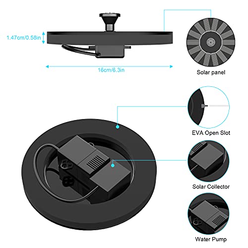 Solar Fountain Pump, 1.4W Circle Garden Solar Powered Water Pump Solar Panel Kit Water Pump for Pond, Fountain, BirdBath, Garden Decoration, Water Cycling, No Electricity Required - Image 4
