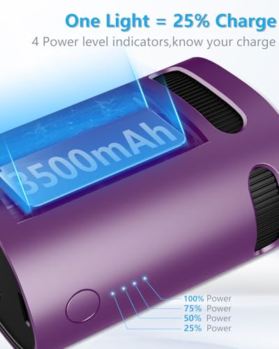 Portable Fan Clip On Shirt Pants-Little Person Recargable Battery Powered Waist Fan,Waistband Inside Tshirt Pant Cooler,Wireless Hands Free Cooling Fans Wear Around the Neck for Woman Man Kid Purple