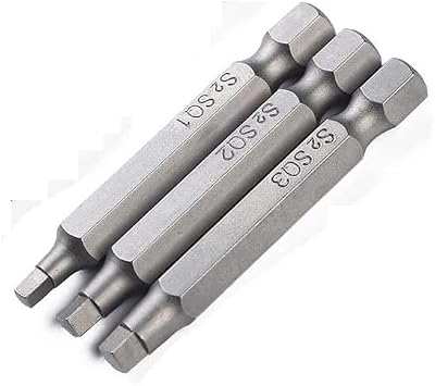 3 Pieces Square Screwdriver Bits, 1/4 inch Hex Shank S2 Steel Square SQ1 SQ2 SQ3 Drill Bits Magnetic Screwdriver Bit Set, 50mm Length