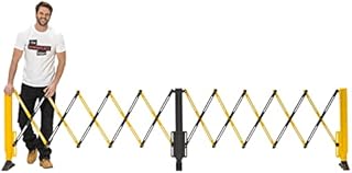 Expanding Mobile Safety Barrier XL, Black & Yellow Plastic Portable Expanding Barricade