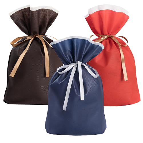 ラッピング プレゼント 袋 ギフトバッグ 【Poco'ce掲載・ふんわり不織布·リボン付き·3サイズ×5色展開】 ラッピング 袋 小 大 特大 ギフト袋 贈り物 人気 おしゃれ 収納 お祝い 記念日 結婚式 母の日 父の日 誕生日 バレンタイン クリスマス