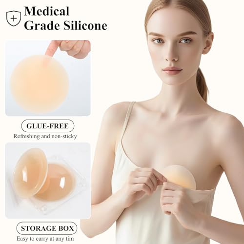 Non Adhesive Nipple Covers for Women Reusable, Not Sticky Pasties Nipple Covers, No-Show Silicone Bra Inserts Liners3