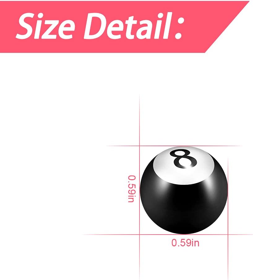 Car Wheel Tire Valve Stem Caps/Covers, 4 Pack Number 8 Round Ball Valve Stem Caps, Leakproof Water-Resistant, Universal Fit for Most Vehicles, Automotive Exterior Decoration for Men and Women (Black)
