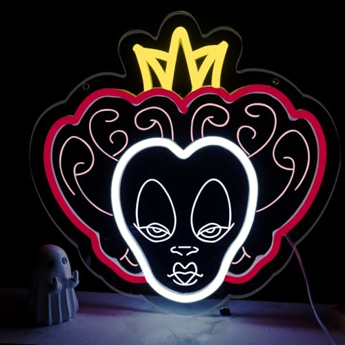 Queen of Hearts Neon Signs Alice In Wonderland LED Lights for Wall Decor Red Neon Lights with Dimmer Switch for Party,Birthday,Bedroom Decoration and Gifts of Christmas,Halloween 12.4 * 12.2 IN